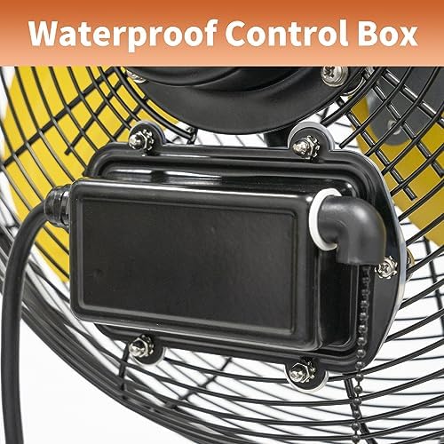 hicfm 2600 cfm 14 inch outdoor wall mount showing dimensions