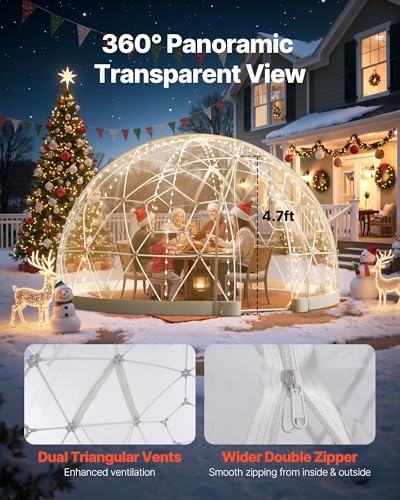 vevor garden dome tent 9.5 x 5.7 ft shown in use