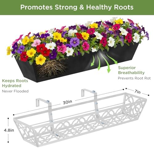 hfhome 2 pack 30 inch railing planter boxes shown in use