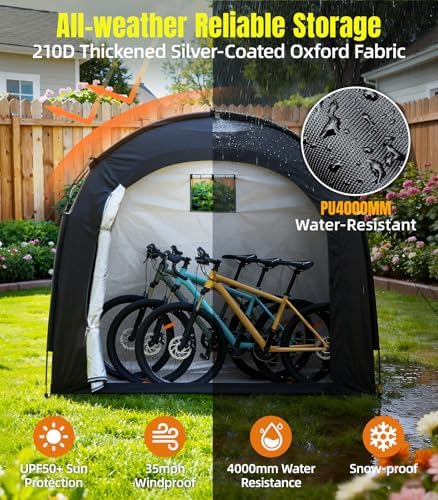 housolution bike storage tent shed for 3bikes, outdoor, close-up detail