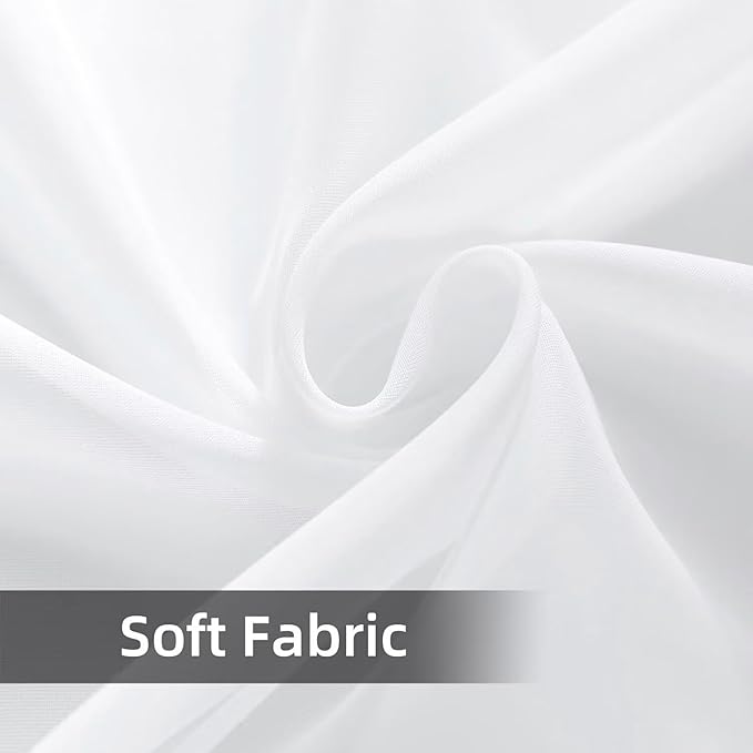 SpaceDresser Waterproof Outdoor Sheer Curtains for Patio - 2 Panels Rod Pocket Indoor Voile Sheer Curtain for Living Room,100W x 84L inch, White