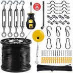 String Light Hanging Kit,Guide Wire for Outdoor String Lights, Shade sail Hardware kit,with 164 Ft Nylon Coated Stainless Steel 304 Wire Rope