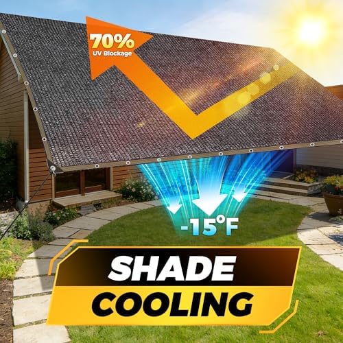 jojolee 70% sun shade cloth, 12x12ft shade net, side view