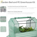 sunnydaze steel raised garden bed with mini greenhouse shown in use