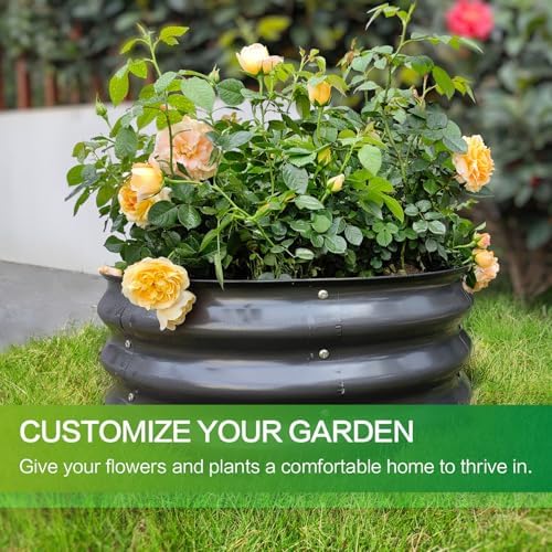 gardmax 2x2x1ft galvanized round raised garden bed kit shown in use