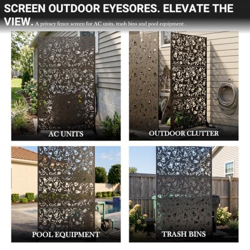 72" outdoor privacy screen, decorative metal privacy fence, view 9