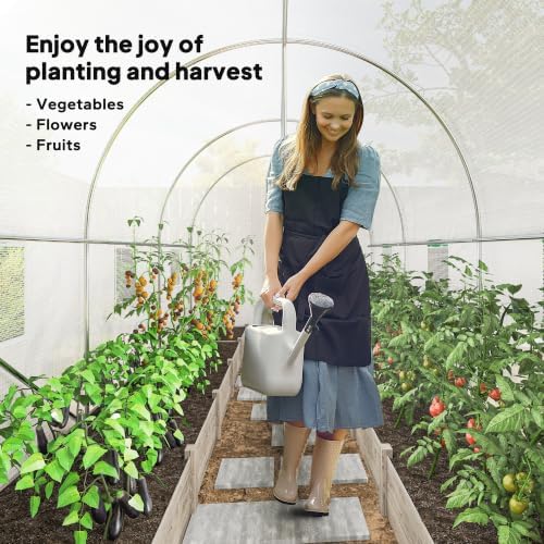 outsunny 14.6'x6.5'x6.6' hoop house greenhouse with 2 support, view 9