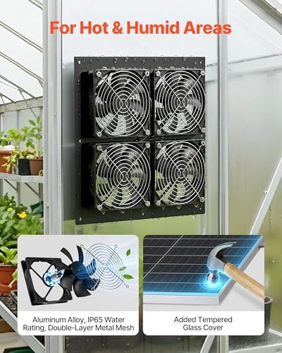 vevor solar powered fan, 25w solar panel with showing dimensions