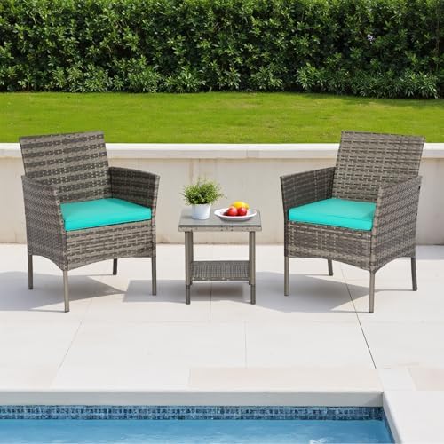 fdw 3-piece patio furniture set | gray & shown in use