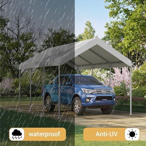 aoxun 10x20 ft heavy duty carport, adjustable height, package contents