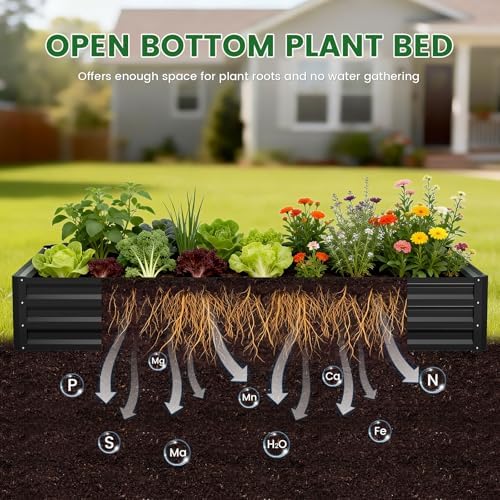 galvanized raised garden bed with crop cage plant, view 9