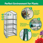 miracle-gro 4-tier greenhouse, removable shelves, clear, 23"x17"x57" on a desk or shelf