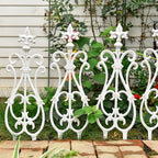 sungmor decorative cast iron white flower bed fence, close-up detail