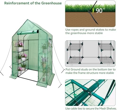 heyfurni walk in greenhouse with shelves,walk-in plant green, front angle view