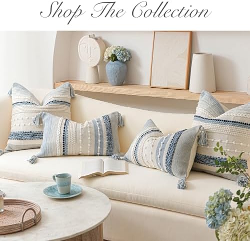 blissblush coastal blue decorative lumbar pillow cover 14x36, package contents