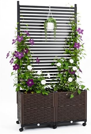 6ft planter box with privacy screen, trellis and, main product view