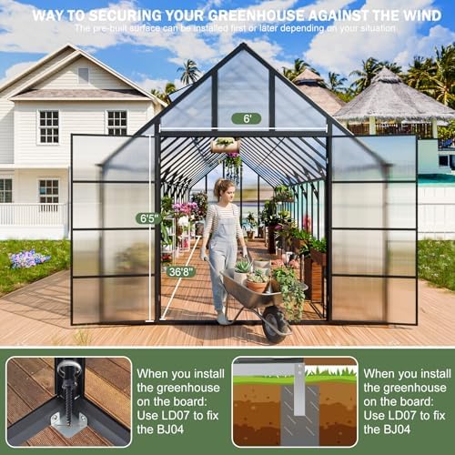 36x10x10 ft extra large greenhouse for outdoors, heavy, close-up detail