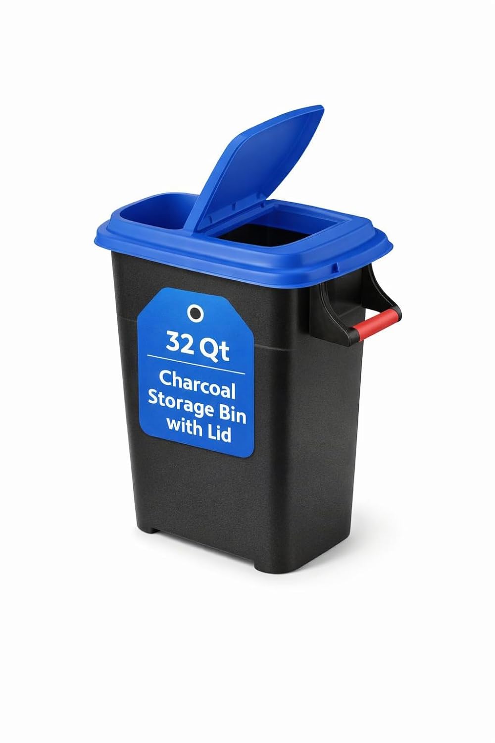 32QT Charcoal Storage Bin with Lid, Heavy-Duty Black Charcoal Holder for Grill & BBQ Storage – Durable, Large Capacity, Packaging May Vary