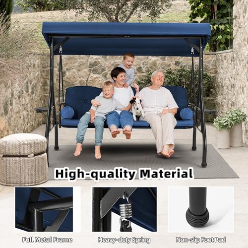 homrest 3 seat porch swing with adjustable canopy, close-up detail