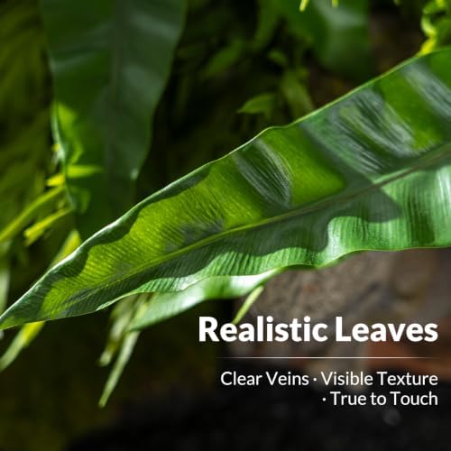 artificial greenery stems fake bird nest fern faux, close-up detail