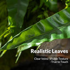 artificial greenery stems fake bird nest fern faux, close-up detail