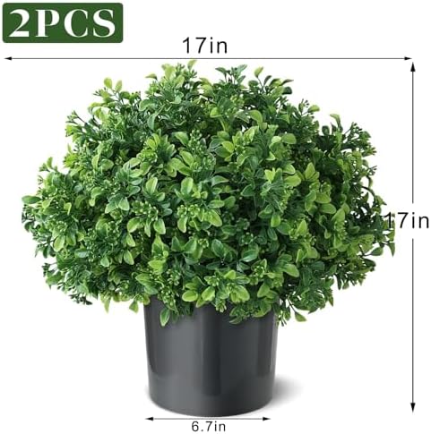 2 sets artificial boxwood topiary ball trees for showing dimensions