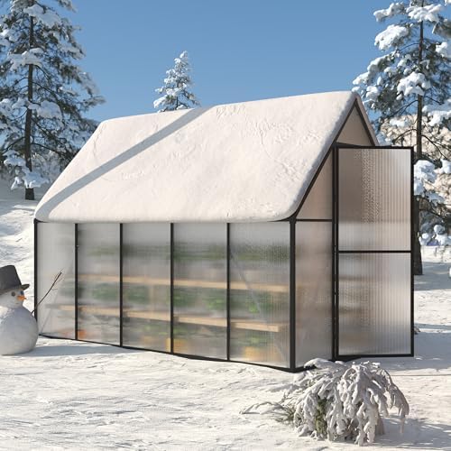 6x10 ft greenhouse for outdoors, polycarbonate greenhouse with, side view
