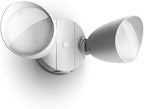 LUTEC 6222W-D2D 3500 Lumen 32 Watt Dusk to Dawn Dual-Head Flood Light Outdoor Waterproof Exterior Security Wall Light, Full Metal Design Floodlight for Patio, Garden, Yard-White