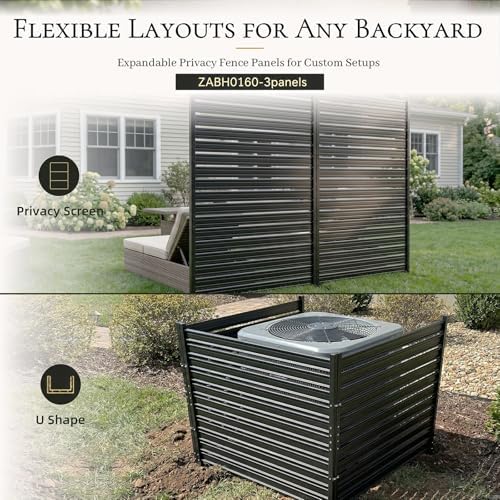 air conditioner fence 3 panels, 42" h x, front angle view
