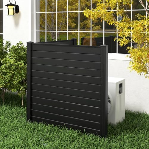 giantex no-dig air conditioner fence, 2 panels, 48''w shown in use