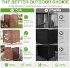 3-panel outdoor air conditioner fence screen, outside wood, side view