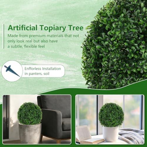grooy 2 pack artificial boxwood topiary ball trees, package contents