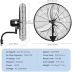 garvee 24 inch wall-mount misting fan, 3-speed ip44 shown in use