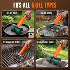 electric grill brush - dual rotating heads cordless, front angle view