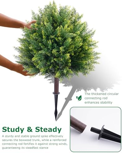 27.6'' artificial cedar topiary trees with spikes, set on a desk or shelf