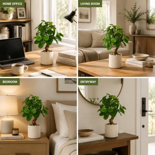 17.5 inch artificial fiddle leaf fig tree in, front angle view