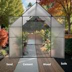 8x8 ft greenhouse for outdoors, heavy-duty polycarbonate greenhouse showing dimensions