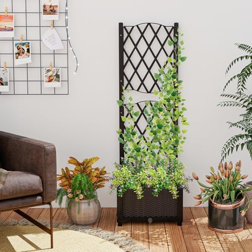 giantex raised garden bed w/trellis, garden planter for, front angle view