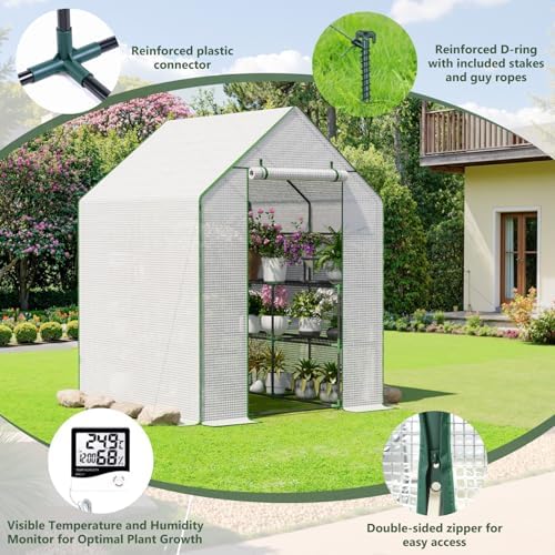 small greenhouse for outdoors, walk-in plant greenhouse with showing dimensions