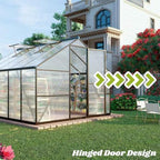 8x10 ft outdoor greenhouse with roof vent, dark on a desk or shelf