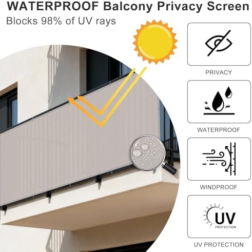 sunny guard 3'x16.5' waterproof balcony privacy screen pes, close-up detail