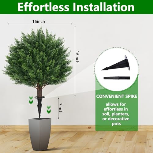 yangrass 23" set of 2 artificial cypress topiary showing dimensions