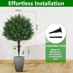 yangrass 23" set of 2 artificial cypress topiary showing dimensions