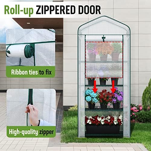 workpro mini greenhouse, 4-tier portable small greenhouses (27"x, close-up detail