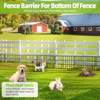 42.5ft(l) x 13in(h) animal barrier fence, 30 panels showing dimensions