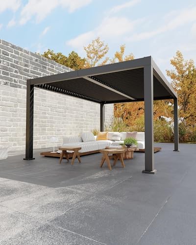 12x16ft louvered pergola, modern style outdoor pergola with on a desk or shelf