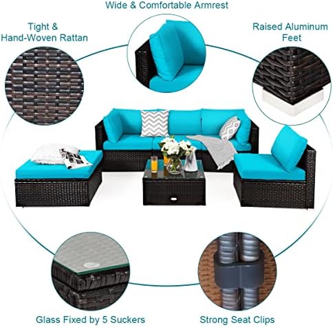 tangkula 6 piece patio furniture set, outdoor deck, view 9