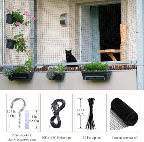 26 ft cat netting balcony, no steel wire, close-up detail