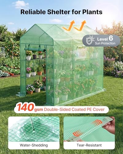 vevor walk-in greenhouse, 54" x 81.1" x 77.2" showing dimensions