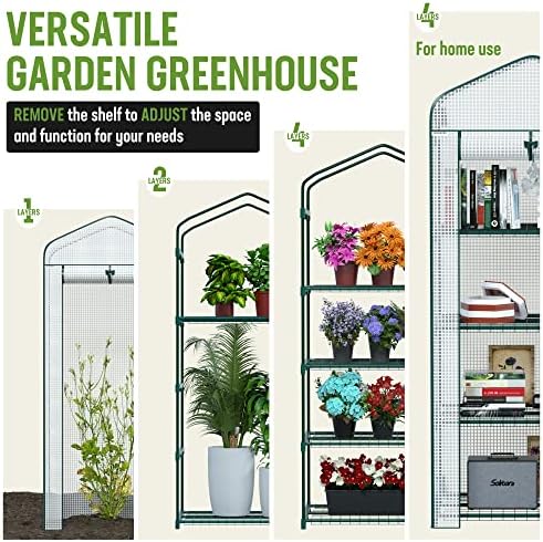 workpro mini greenhouse, 4-tier portable small greenhouses (27"x, front angle view